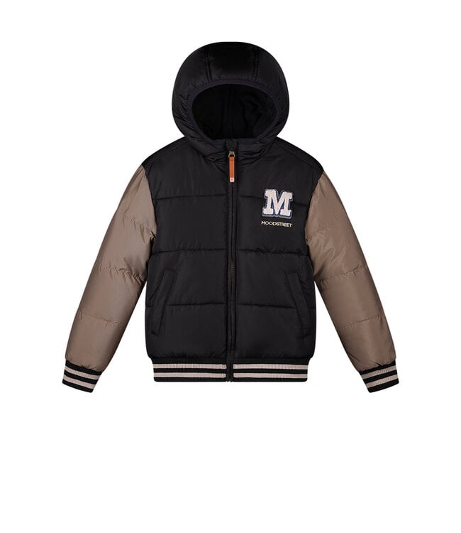 Moodstreet Jongens winterjas baseball - Justin - Zwart