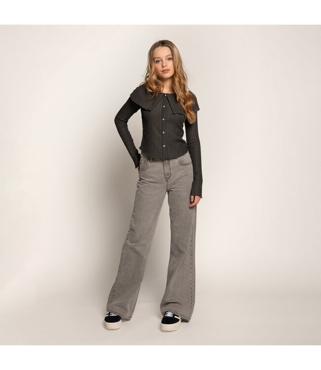 Frankie & Liberty Meisjes broek - Attitude Wide Leg - Grey Denim