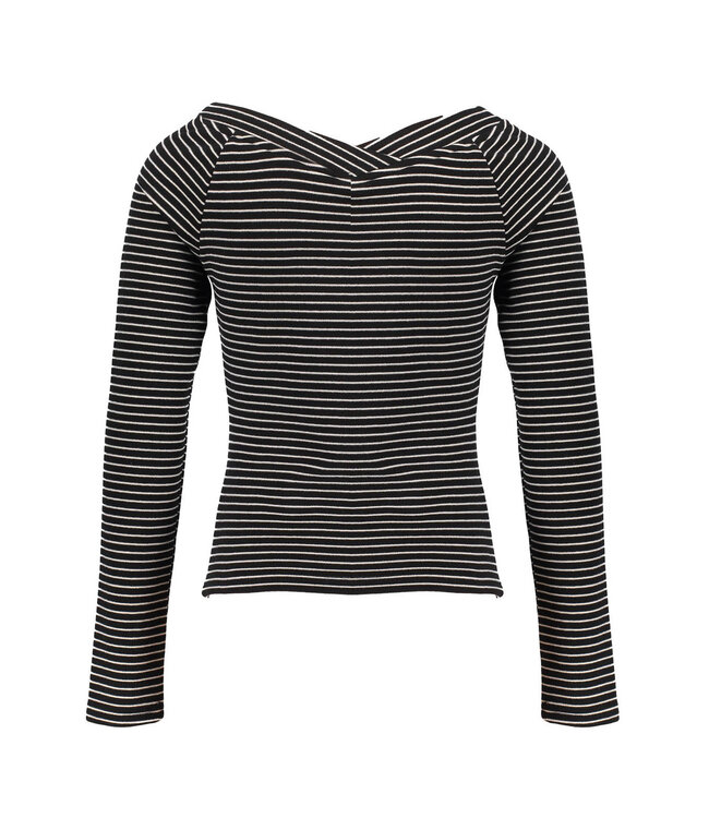 Frankie & Liberty Meisjes sweat shirt - Puck - Stripes Off White Black