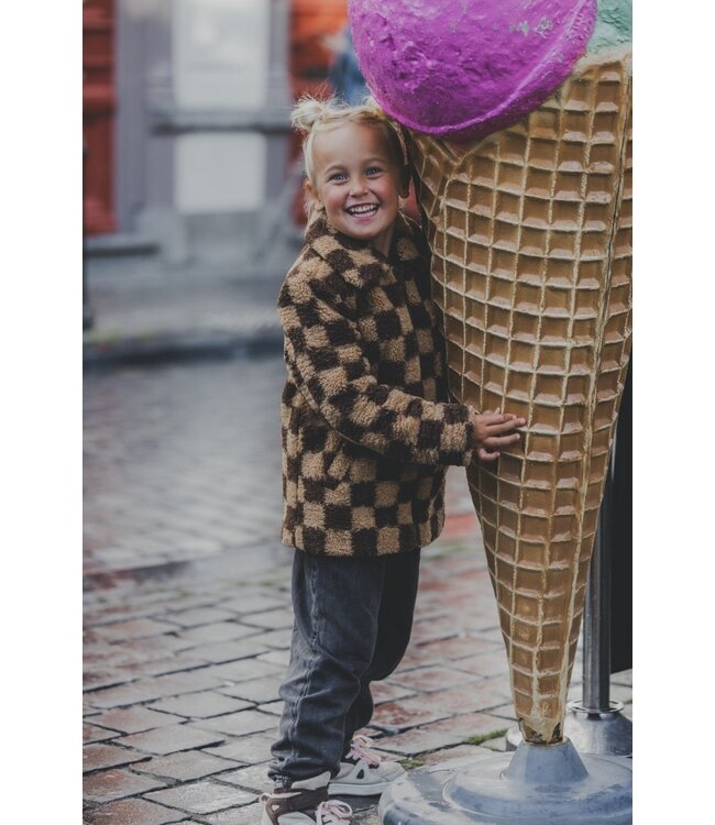 LOOXS Little Meisjes winterjas geruit fur - Kastanje bruin geruit