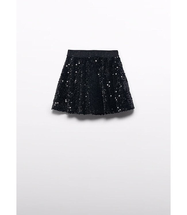 Abel & Lula Meisjes rok velvet pailletten - Zwart