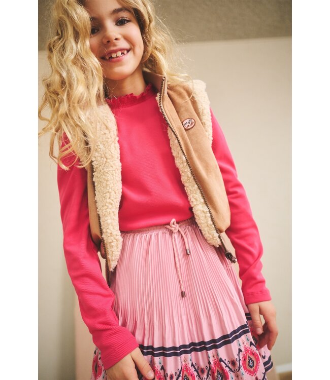 NoNo Meisjes rok plisse met print - Nulan - Vintage roze