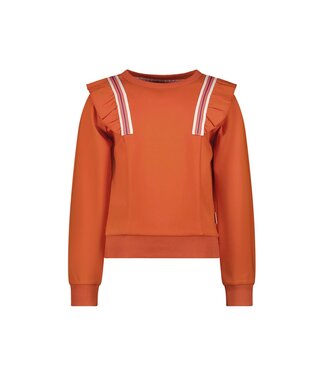 B.Nosy Meisjes sweater ruffel - Sara - Orange glo