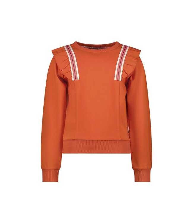 B.Nosy Meisjes sweater ruffel - Sara - Orange glo