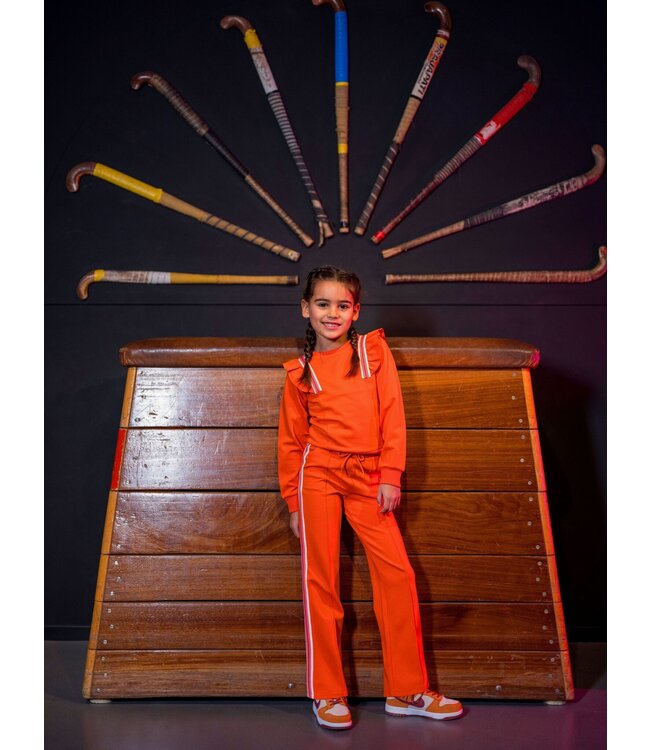 B.Nosy Meisjes sweater ruffel - Sara - Orange glo