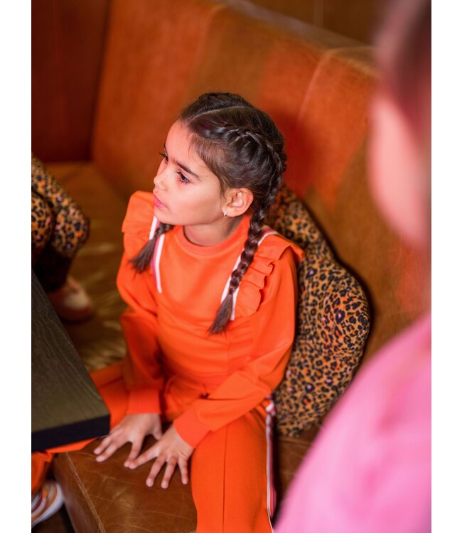 B.Nosy Meisjes sweater ruffel - Sara - Orange glo