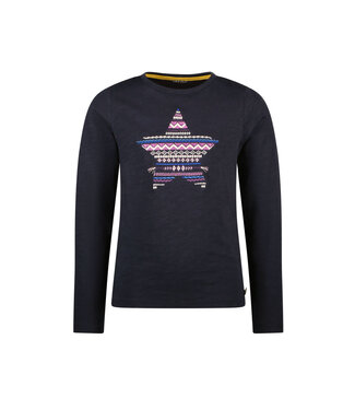 Like Flo Meisjes t-shirt embroidery - Emy - Navy blauw