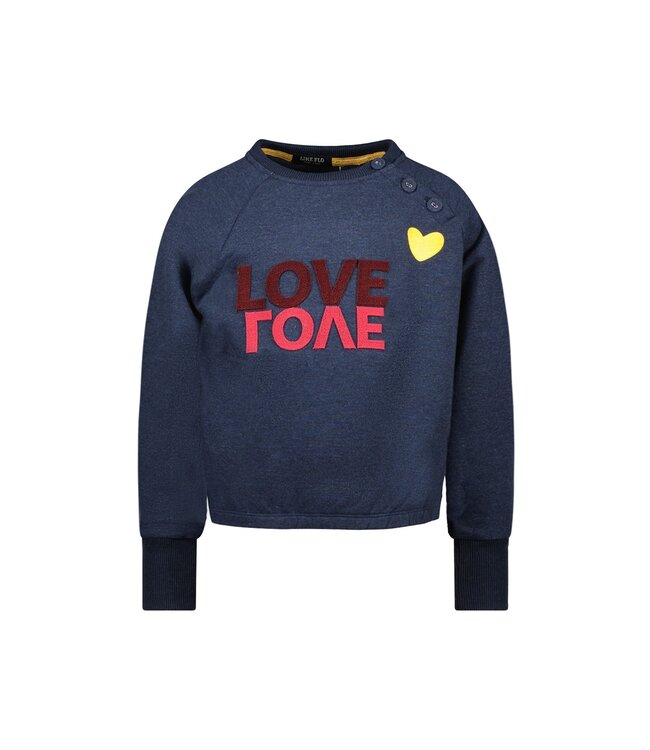 Like Flo Meisjes sweater melee artwork - Danee - Indigo blauw melee