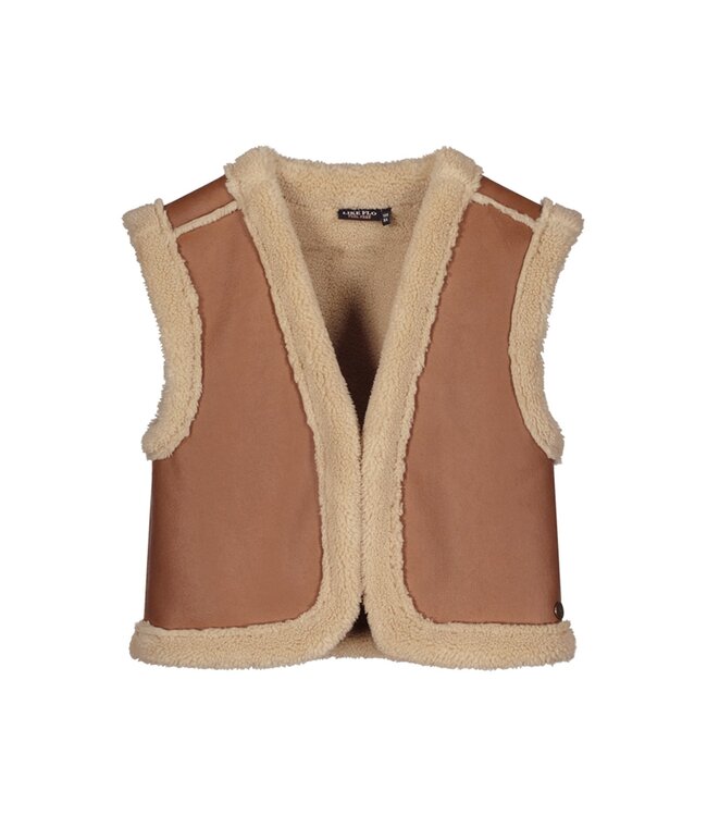 Like Flo Meisjes reversibel gilet teddy - Dewi - Cognac