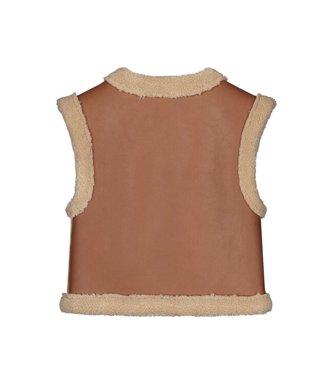 Like Flo Meisjes reversibel gilet teddy - Dewi - Cognac