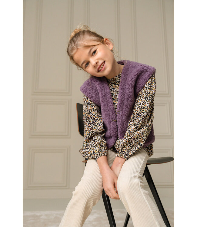 Like Flo Meisjes reversibel gilet teddy - Dewi - Lavendel