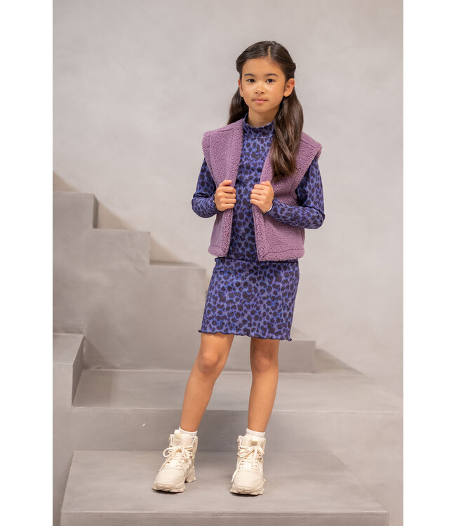Like Flo Meisjes reversibel gilet teddy - Dewi - Lavendel