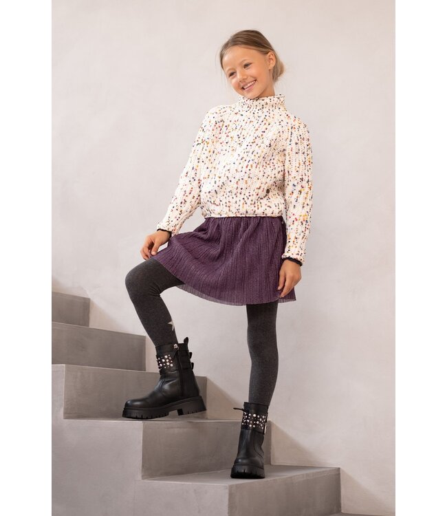 Like Flo Meisjes rok plisse glitter - Holly - Grape