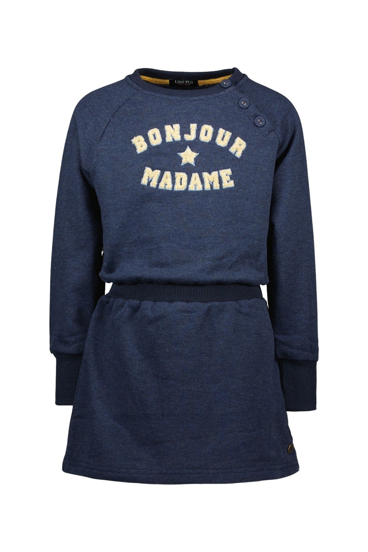 Like Flo Meisjes sweat jurk - Mima - Indigo blauw melee afbeelding