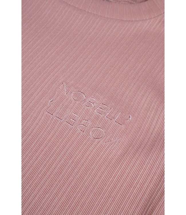 NoBell Meisjes cropped top LS fijne rib - Krop - Vintage roze