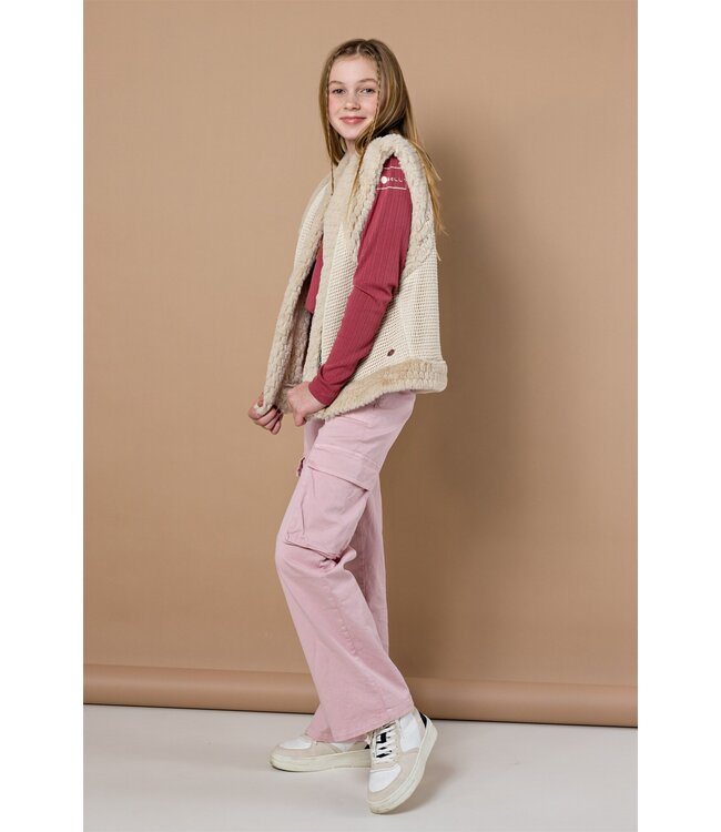 NoBell Meisjes gilet - Kiddy - Pearled ivoor