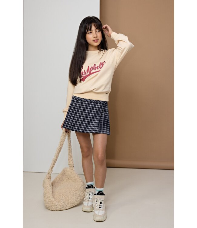 NoBell Meisjes rok geruit met riem - Nimmy - Navy blauw