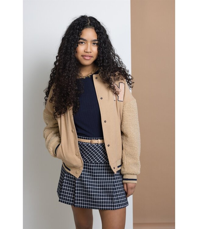 NoBell Meisjes rok geruit met riem - Nimmy - Navy blauw