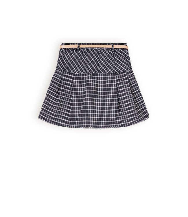 NoBell Meisjes rok geruit met riem - Nimmy - Navy blauw