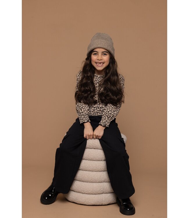 LOOXS Little Meisjes sweat broek wideleg - Zwart