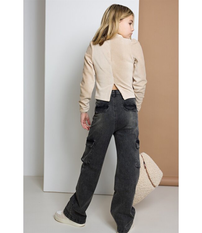 NoBell Meisjes cropped top met split - Kew - Pearled ivoor