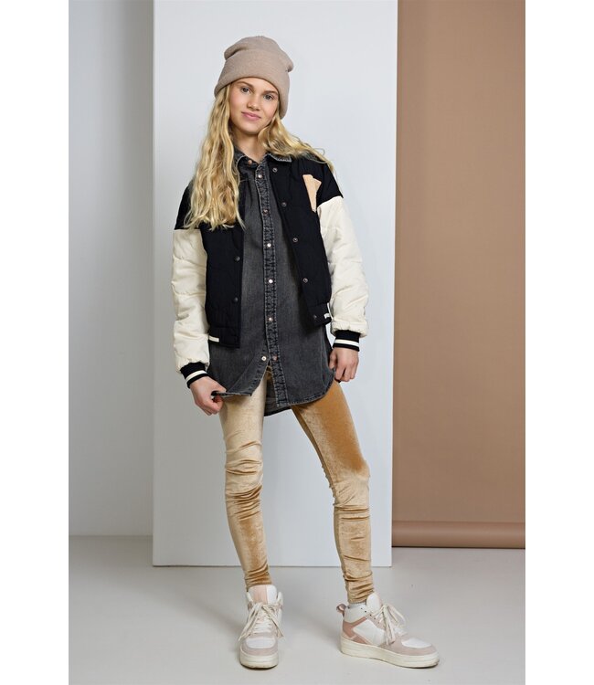 NoBell Meisjes legging shiny velours - Sole - Rosy zand