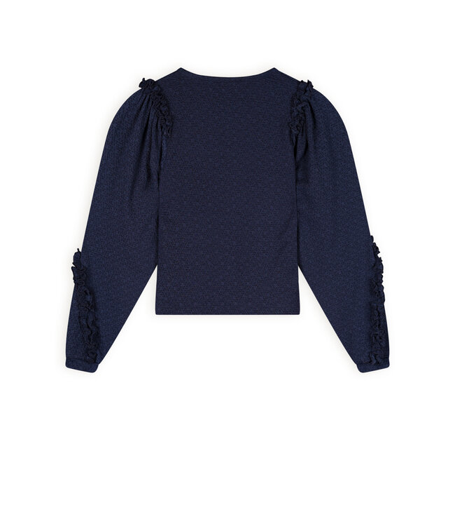 NoNo Meisjes t-shirt jersey fancy mouw - Kysa - Navy blauw