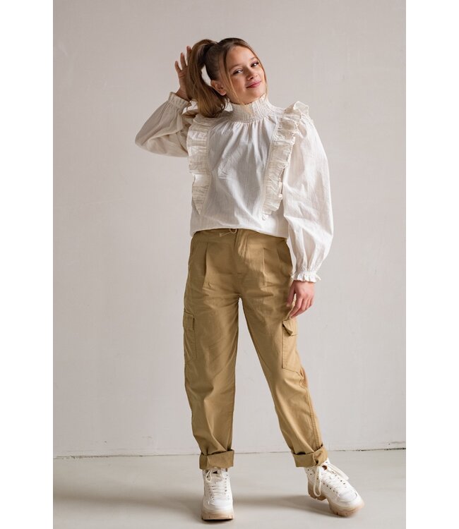 Like Flo Meisjes broek twill - Fien - Kahki groen