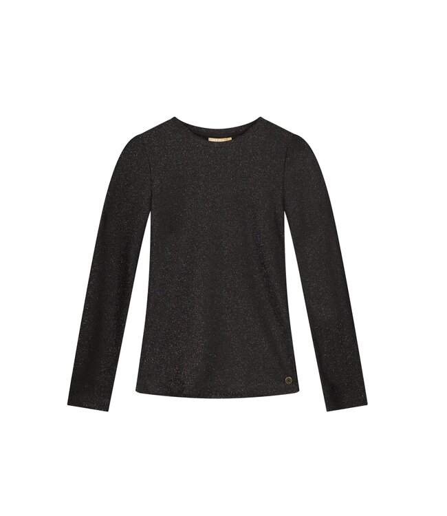 Like Flo Meisjes t-shirt LS lurex jersey - Elvie - Zwart