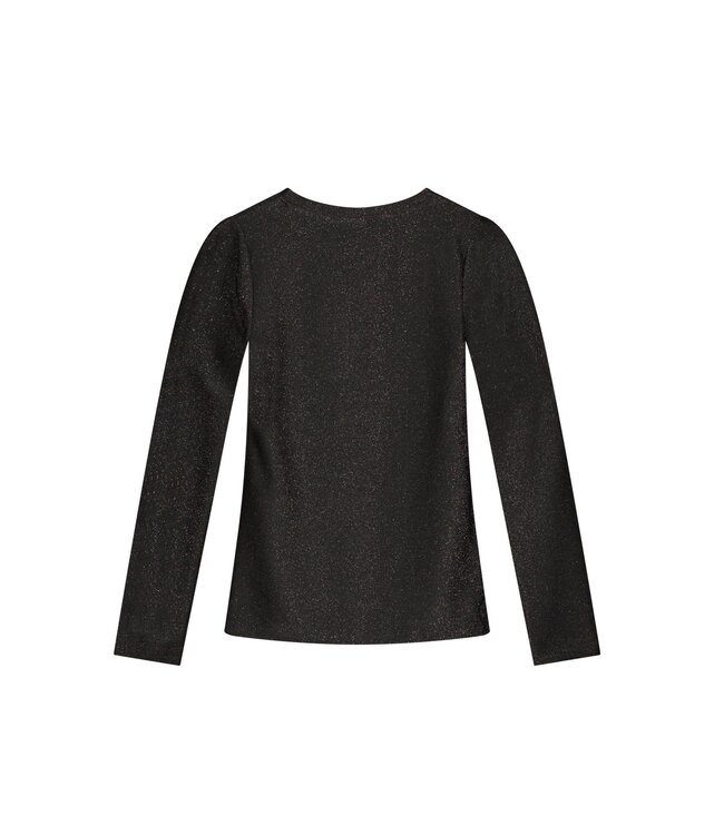 Like Flo Meisjes t-shirt LS lurex jersey - Elvie - Zwart