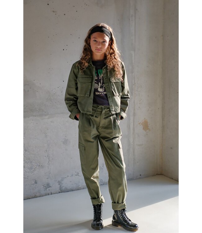 Like Flo Meisjes blouse - Cassy - Army groen