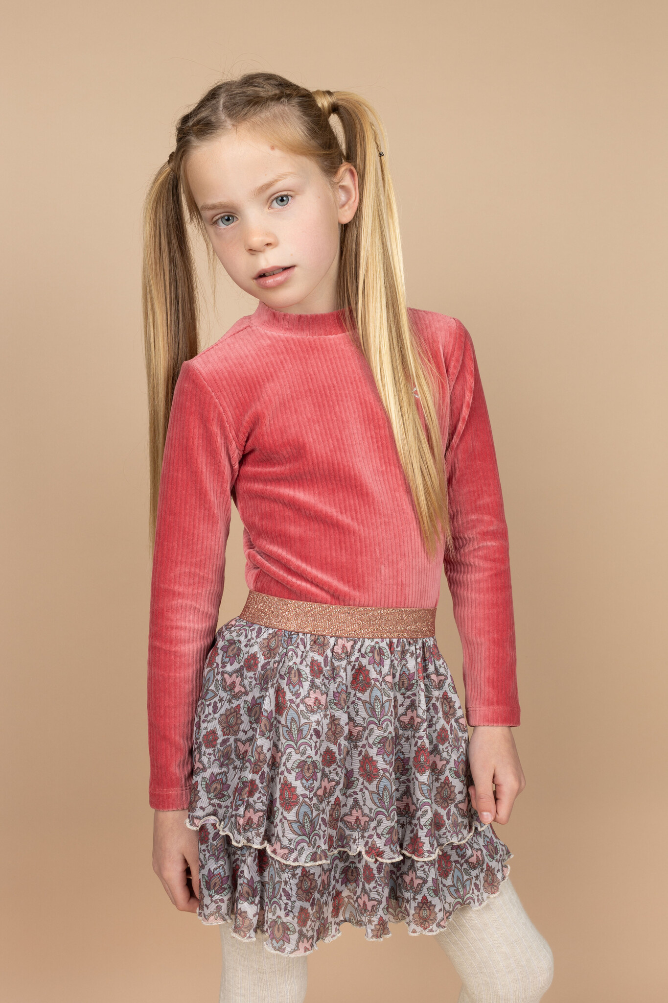 MAYCE Meisjes shirt rib velours - Rouge