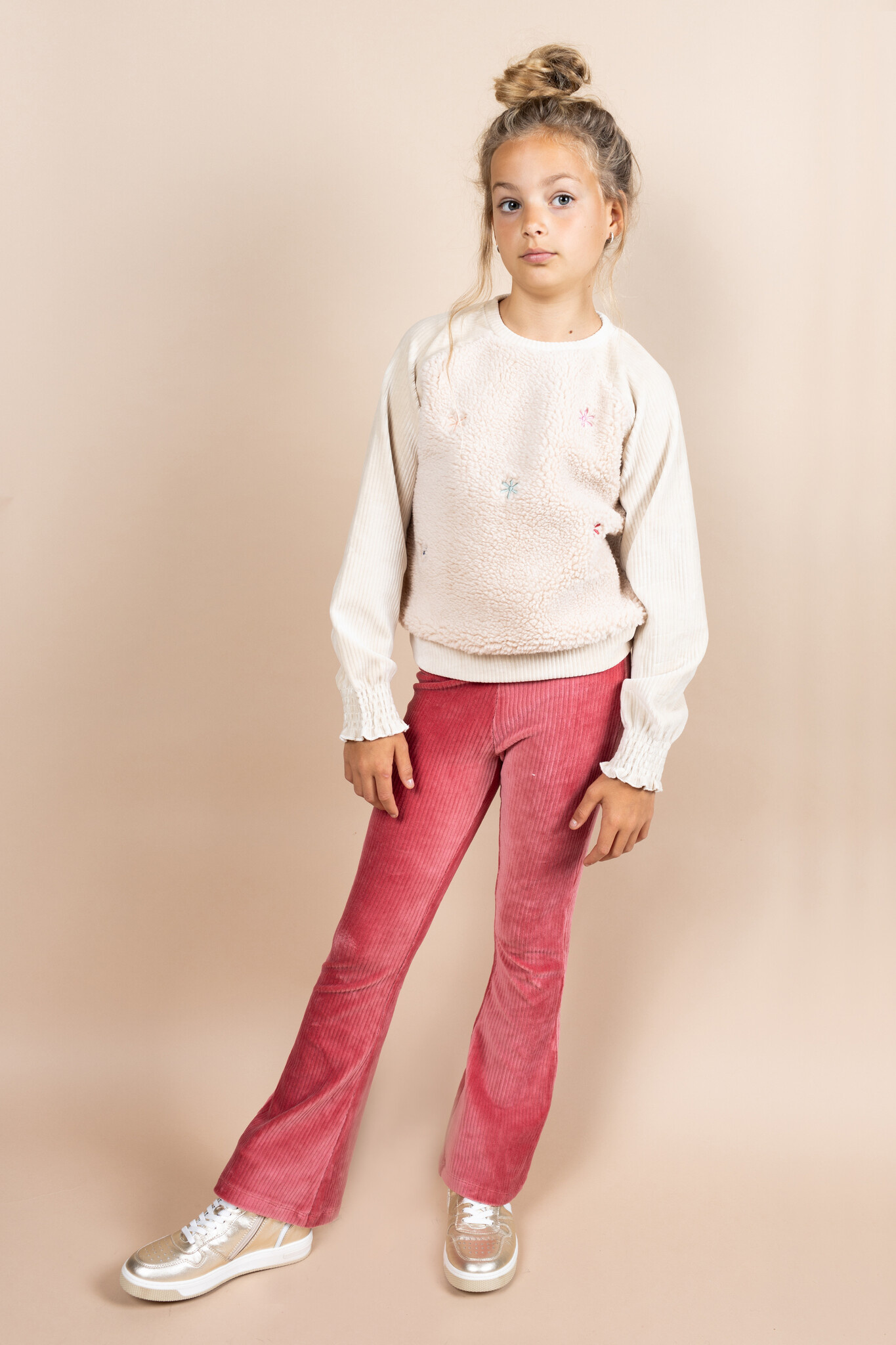 MAYCE Meisjes flair broek rib velours - Rouge