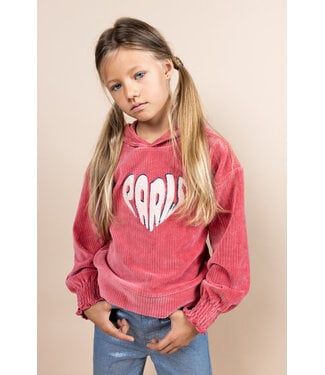 MAYCE Meisjes hoodie rib velours - Rouge