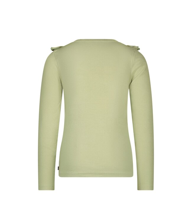 MAYCE Meisjes shirt rib ruffel - Pistache groen