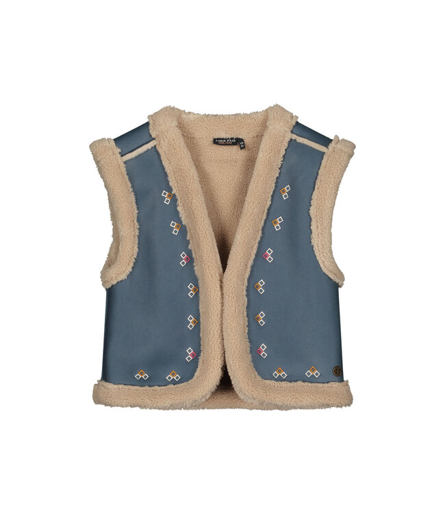 Like Flo Meisjes gilet teddy embroidery - Dewi - Indigo blauw