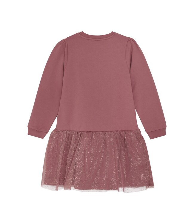 Minymo Meisjes sweat jurk - Deco roze