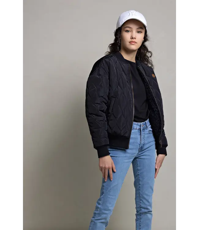 NoBell Meisjes reversibel winterjas met verborgen capuchon - Zwart