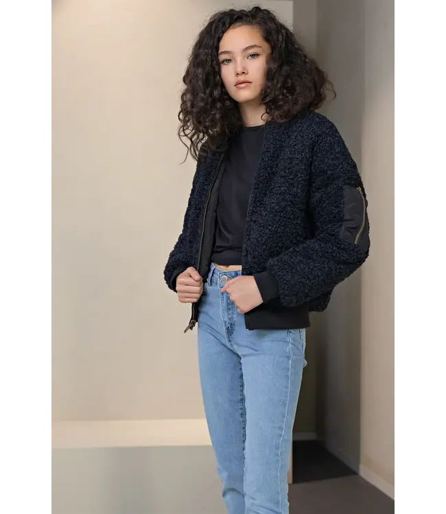 NoBell Meisjes reversibel winterjas met verborgen capuchon - Zwart