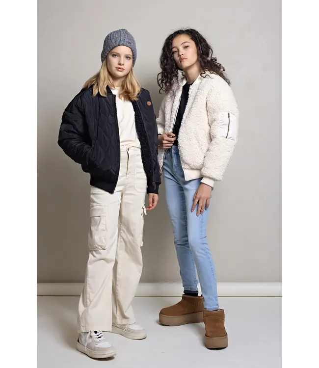 NoBell Meisjes reversibel winterjas met verborgen capuchon - Zwart