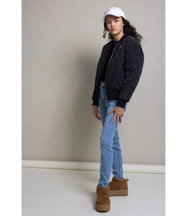 NoBell Meisjes reversibel winterjas met verborgen capuchon - Zwart