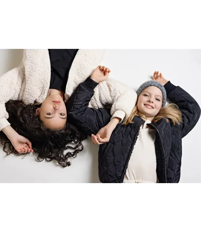 NoBell Meisjes reversibel winterjas met verborgen capuchon - Zwart