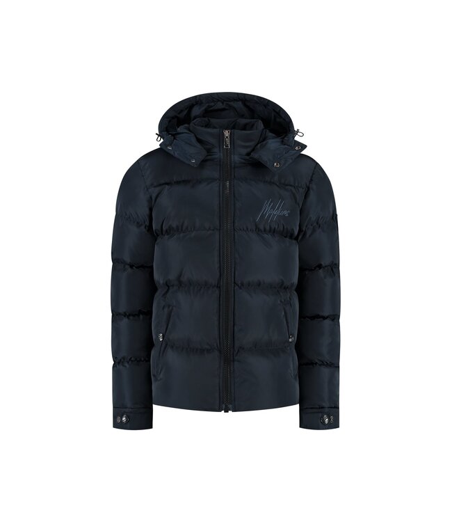 Malelions Winterjas Patch Puffer - Navy blauw