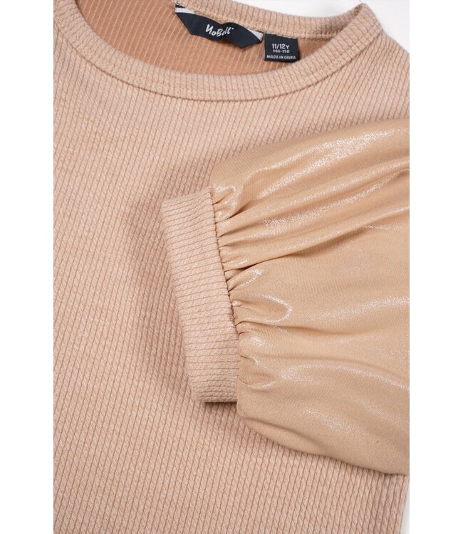 NoBell Zomer top meisjes Licht goud - rib - groot chiffon - korte mouw - Kylia