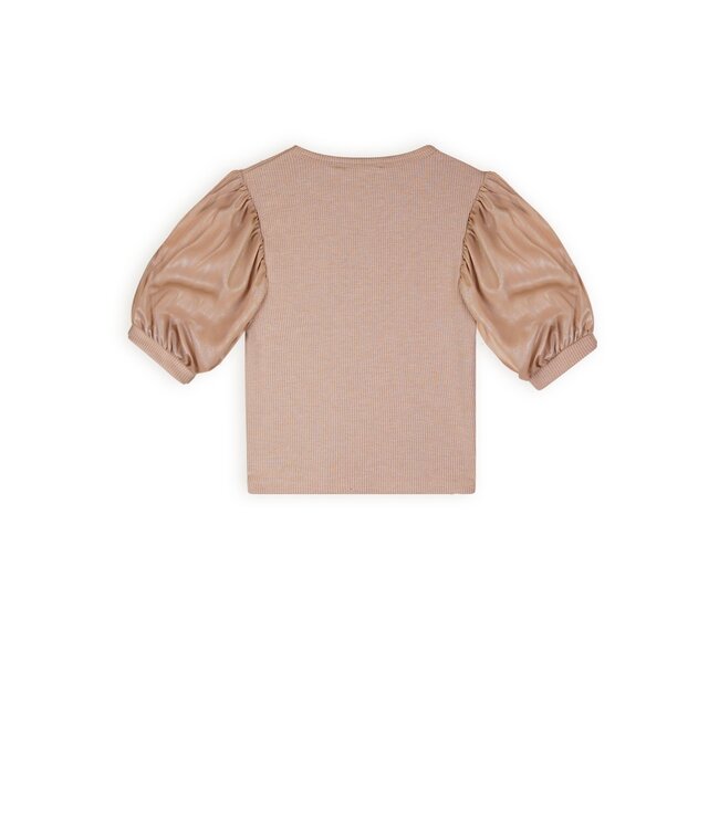 NoBell Zomer top meisjes Licht goud - rib - groot chiffon - korte mouw - Kylia