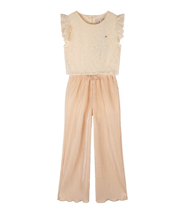 NoNo Zomer jumpsuit meisjes Zand plissee kant Semma