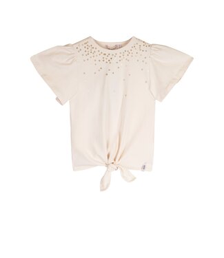 NoNo Zomer t-shirt meisjes Ivoor wit - gebreid - strass steentjes - Kate