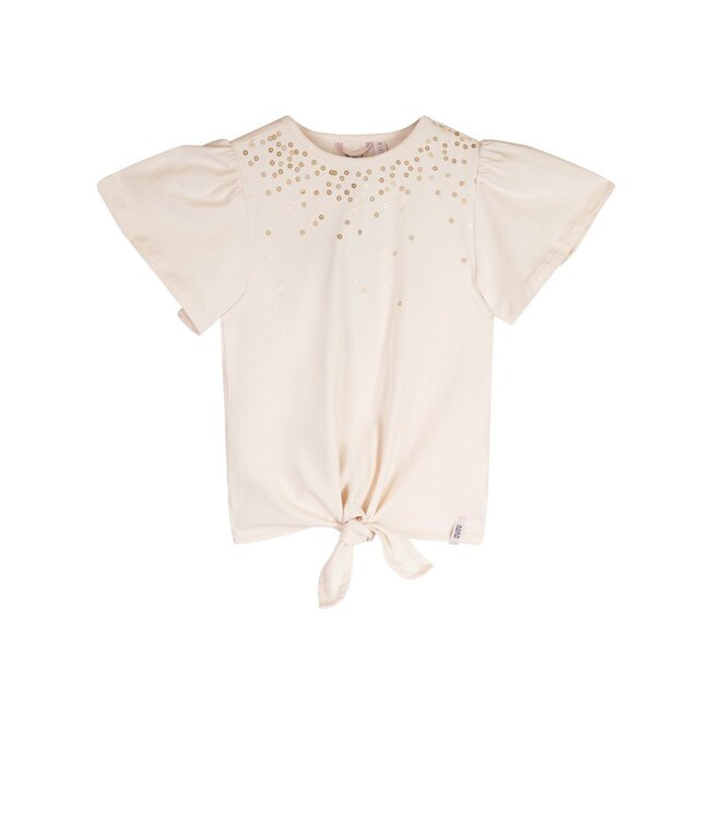 NoNo Zomer t-shirt meisjes Ivoor wit - gebreid - strass steentjes - Kate