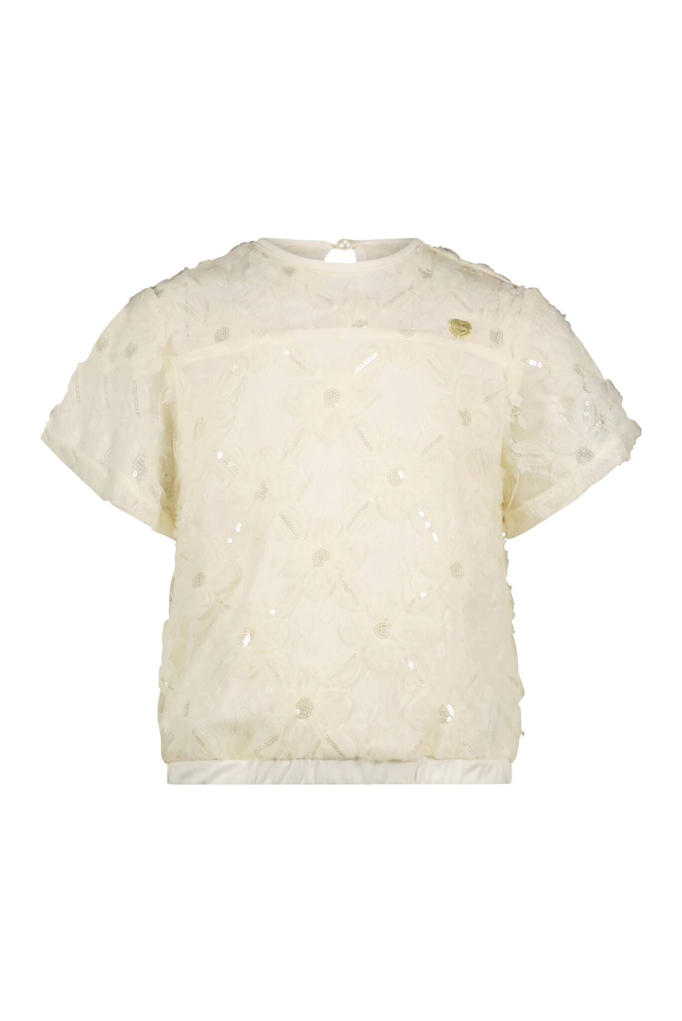 Le Chic Zomer top meisjes Off wit - tule bloemen - Earlyne afbeelding