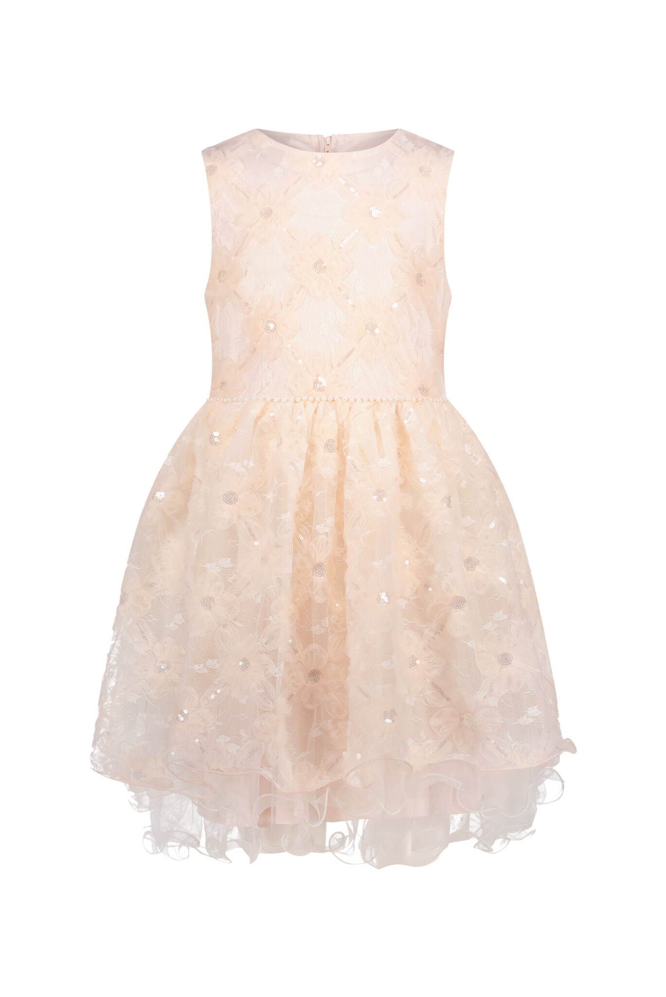 Le Chic Zomer jurk meisjes Roze - tule bloemen - Symro afbeelding
